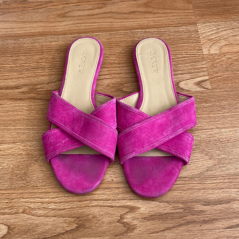 J Crew Pink Suede Sandals
